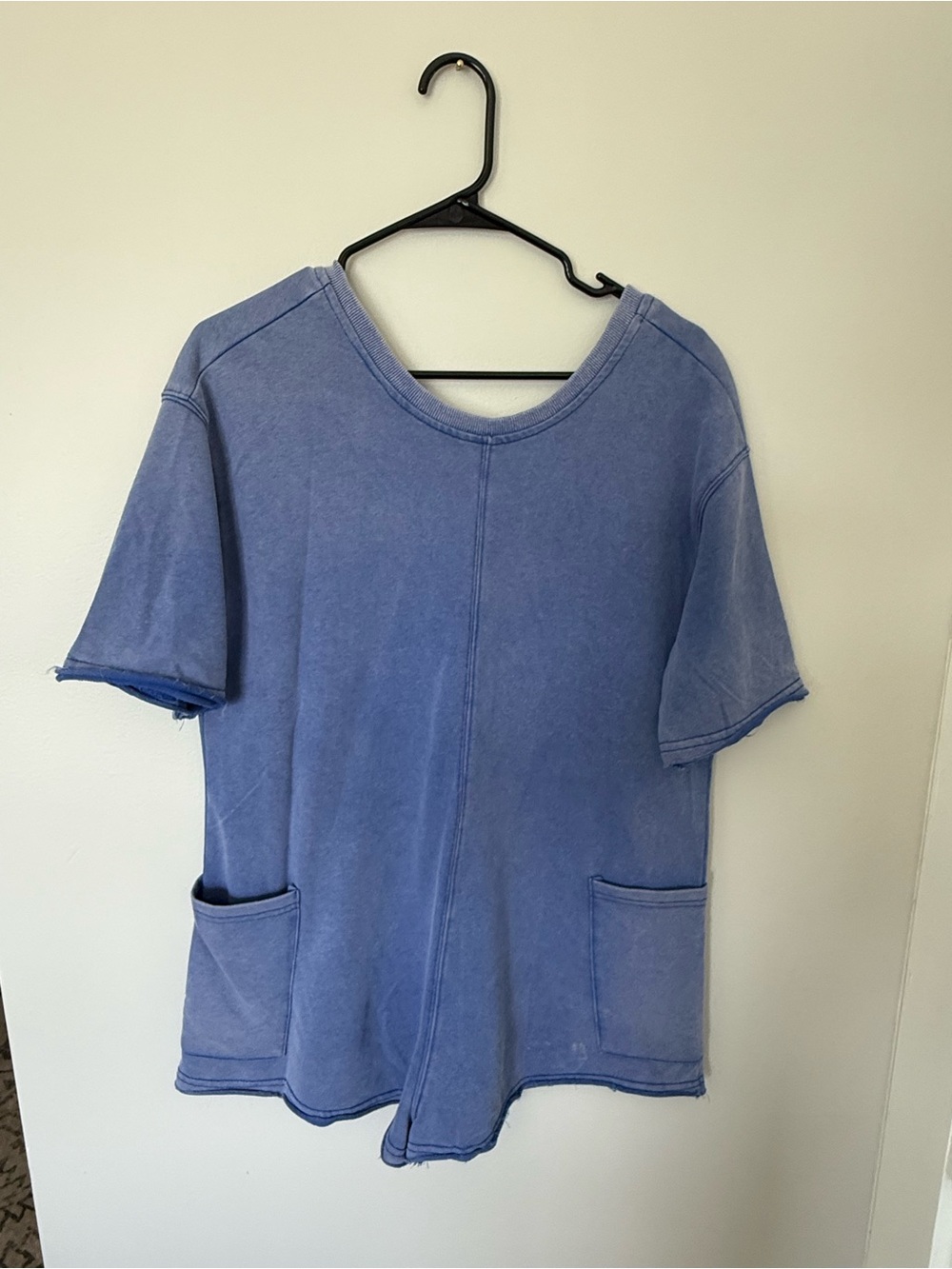 Umgee Blue Washed Pocket Tee with Center Seam